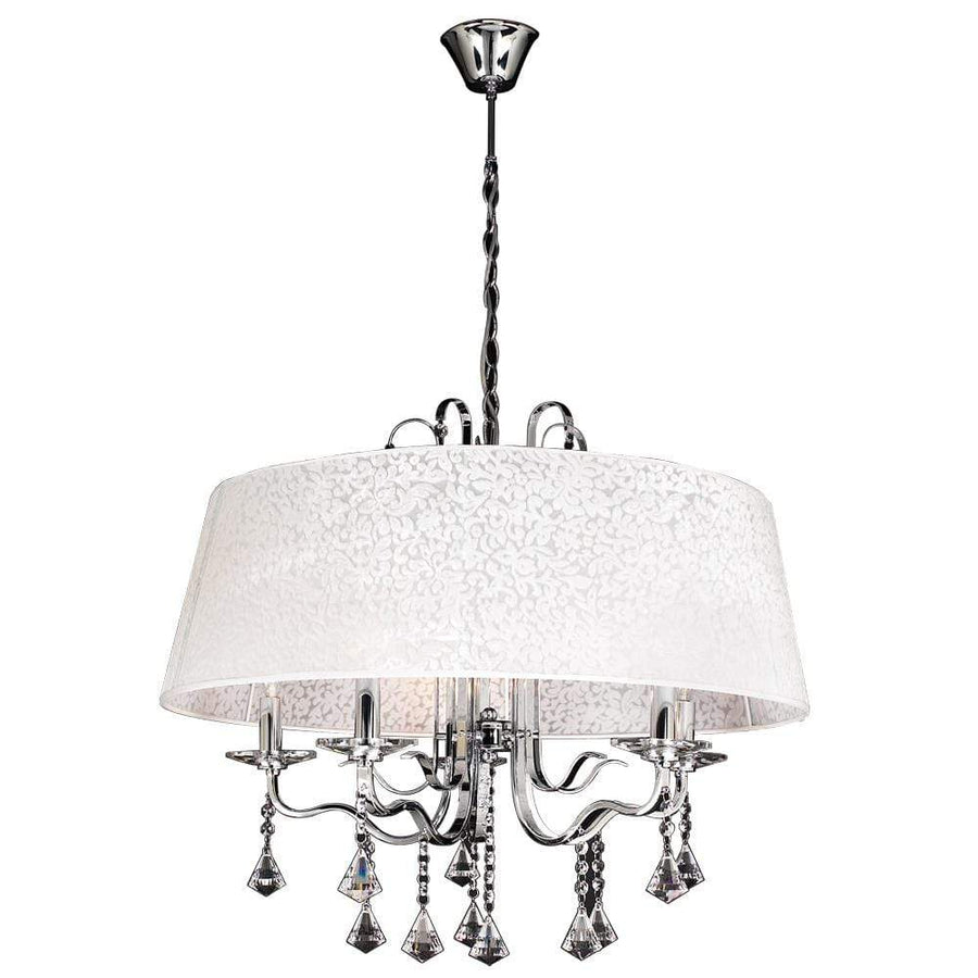 PLC Lighting Chandeliers Polished Chrome / Asfour Handcut Crystal / E12 (not included) 5 Light Chandelier Lily Collection By PLC Lighting 34128