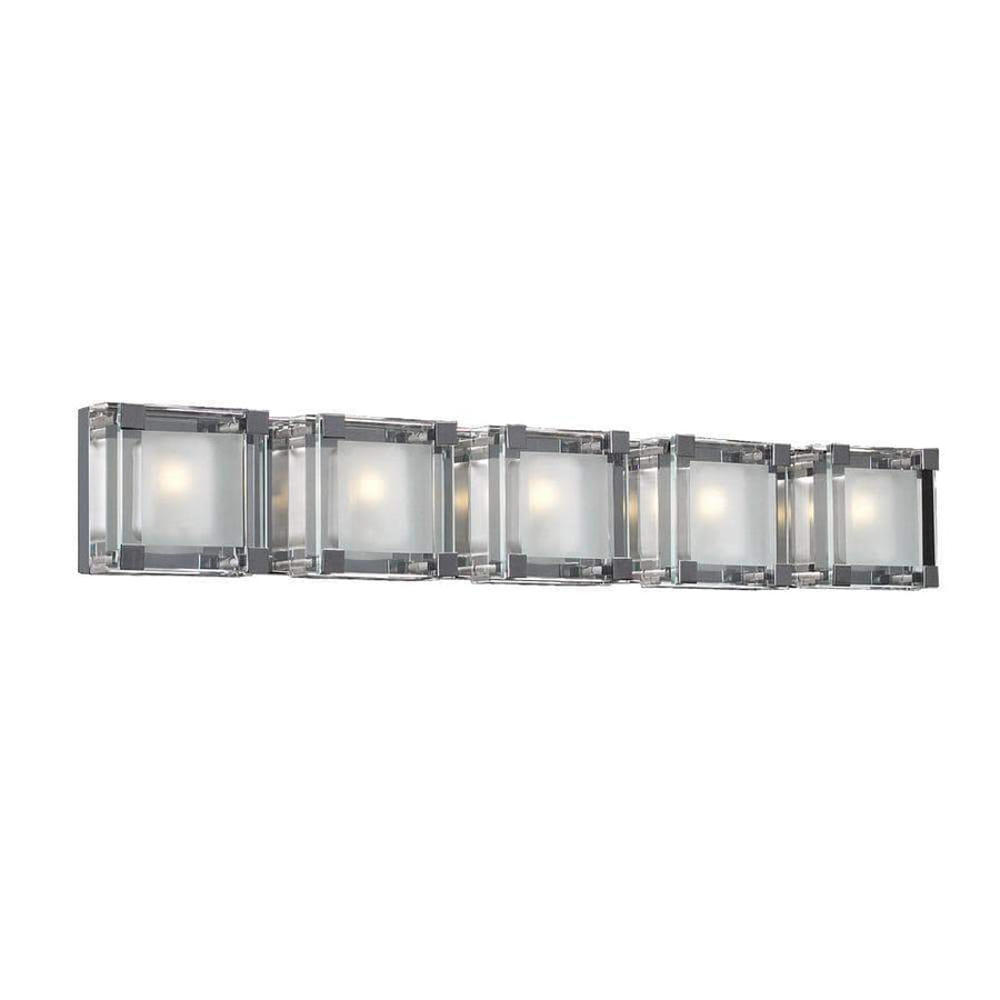 PLC Lighting Bathroom Lighting Polished Chrome / Frost With Clear Edge / G9 (included) 5 Light Vanity Corteo Collection By PLC Lighting 18145