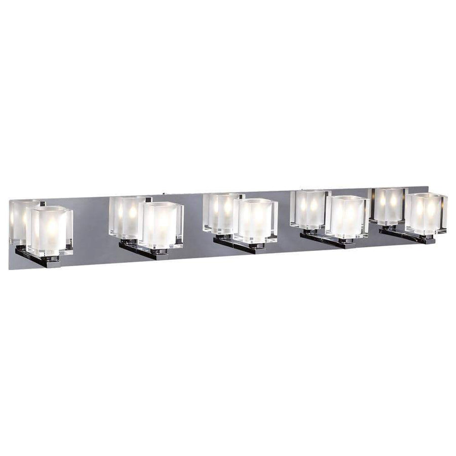 PLC Lighting Bathroom Lighting Polished Chrome / Clear with Inside Frost / G9 (included) 5 Light Vanity Glacier Collection By PLC Lighting 3485