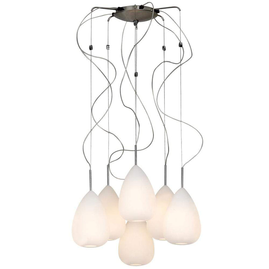 PLC Lighting Pendants Polished Chrome / Matte Opal / E12 (not included) 6 Light Chandelier Mabel Collection By PLC Lighting 67036