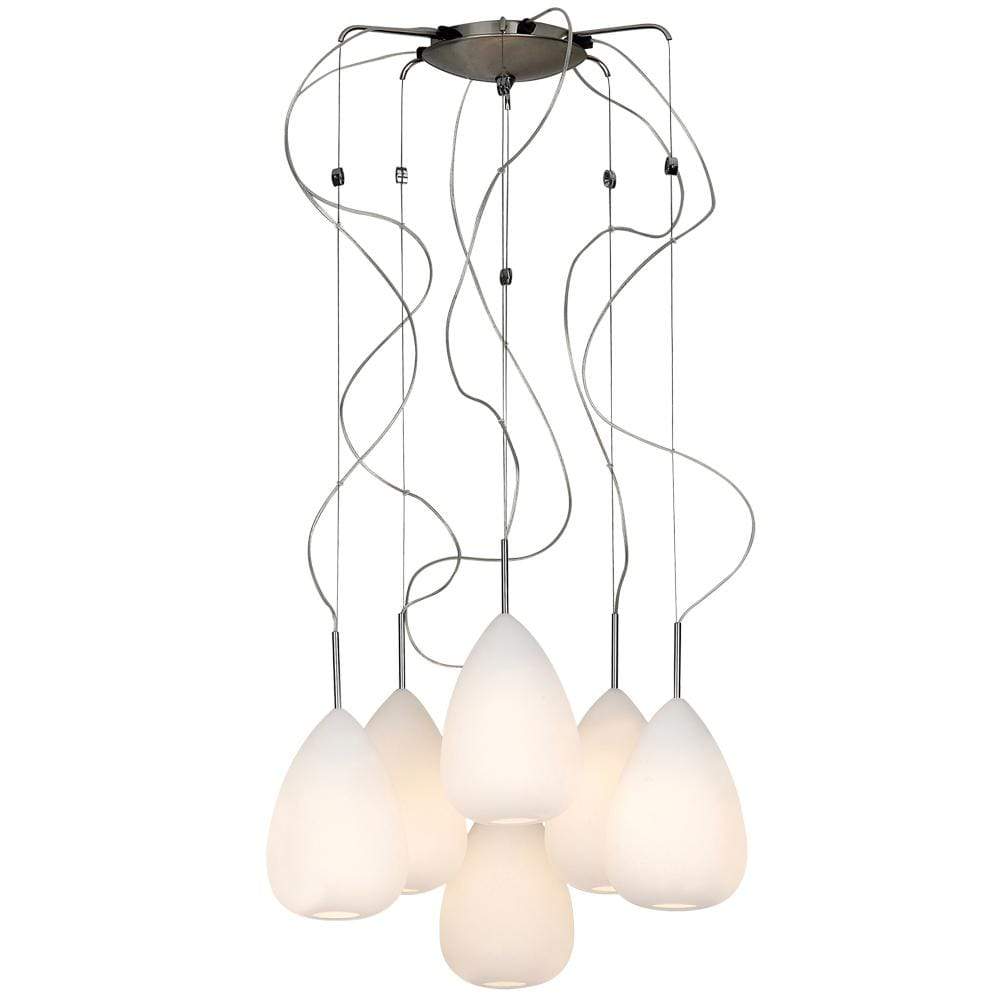 PLC Lighting Pendants Polished Chrome / Matte Opal / E12 (not included) 6 Light Chandelier Mabel Collection By PLC Lighting 67036