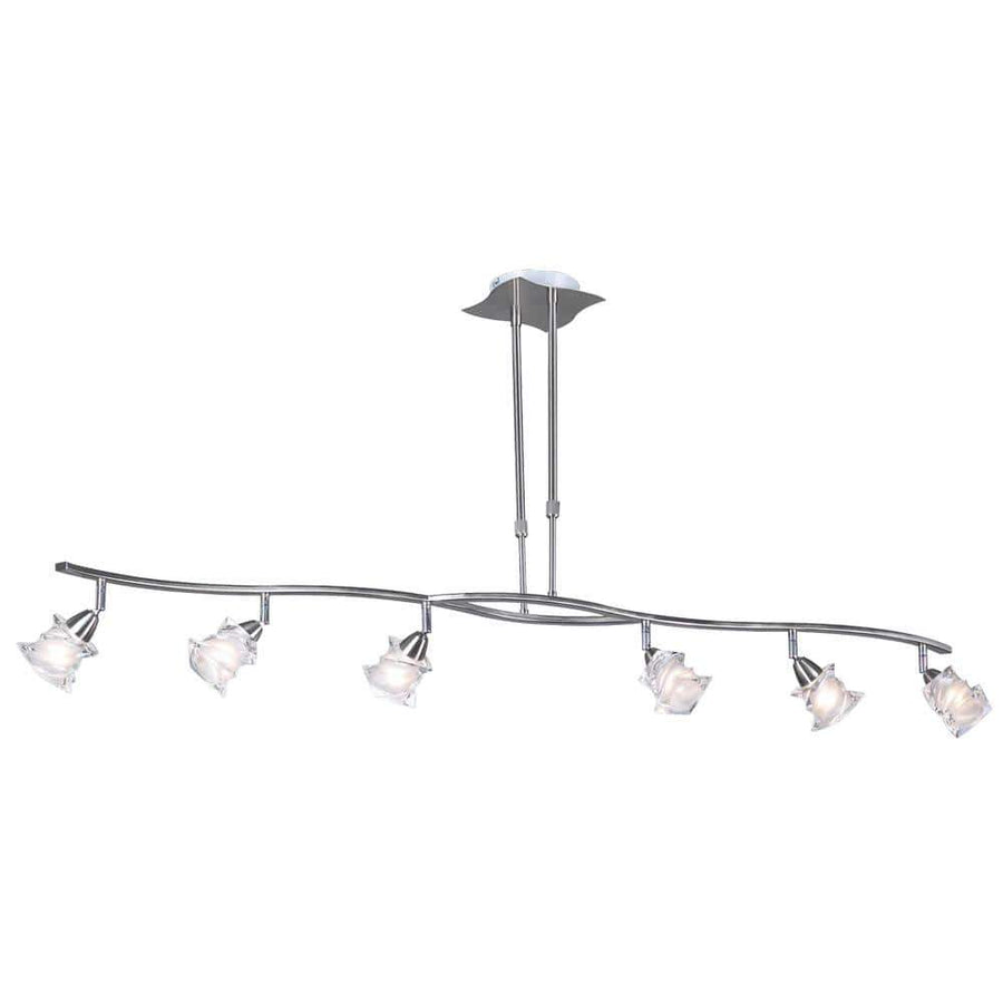 PLC Lighting Pendants Satin Nickel / Frost / G4 (included) 6 Light Pendant Avatar Collection By PLC Lighting 6073