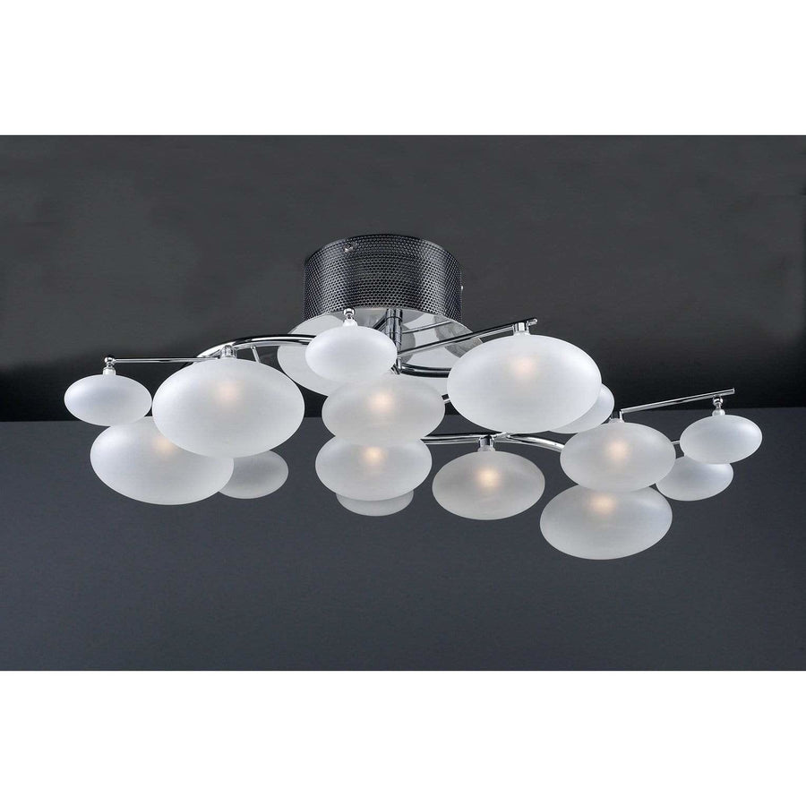 PLC Lighting Flush Mounts Polished Chrome / Frost / G4 (included) 8 Light Ceiling Light Comolus Collection By PLC Lighting 96942