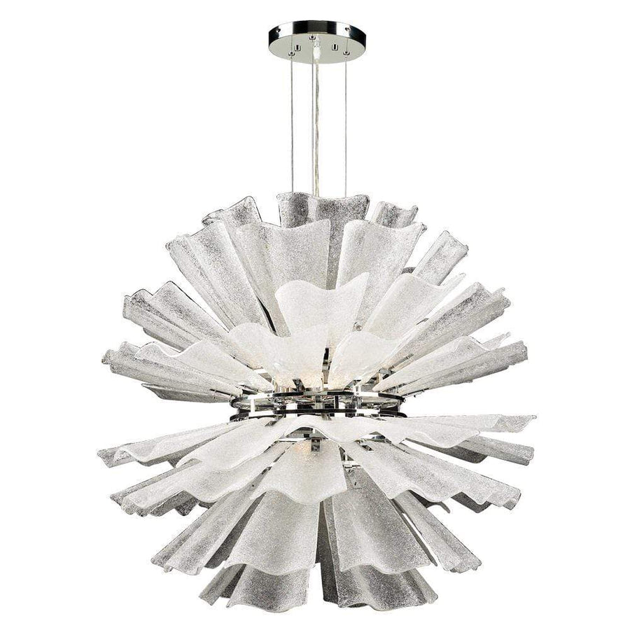 PLC Lighting Chandeliers Polished Chrome / Textured Frost / G9 (included) 8 Light Chandelier Enigma Collection By PLC Lighting 82333