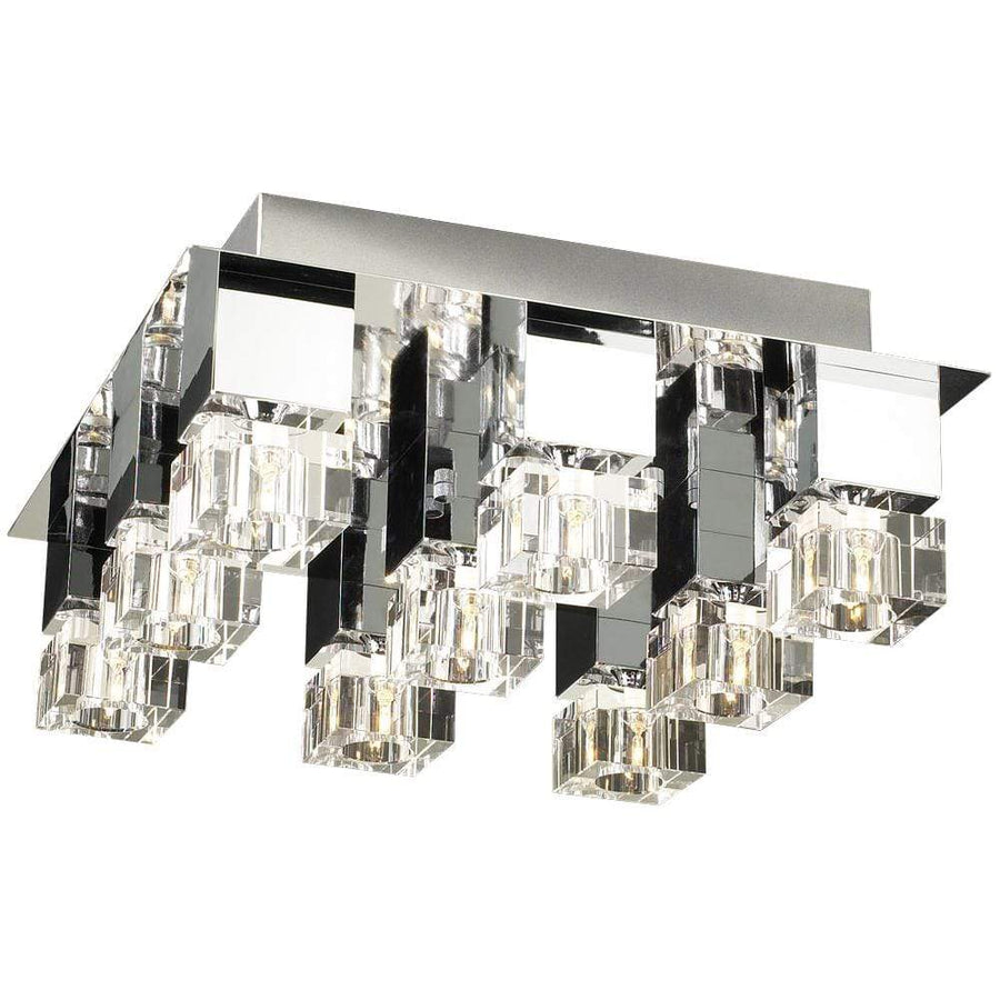 PLC Lighting Flush Mounts Polished Chrome / Clear / G9 (included) 9 Light Ceiling Light Charme Collection By PLC Lighting 81238