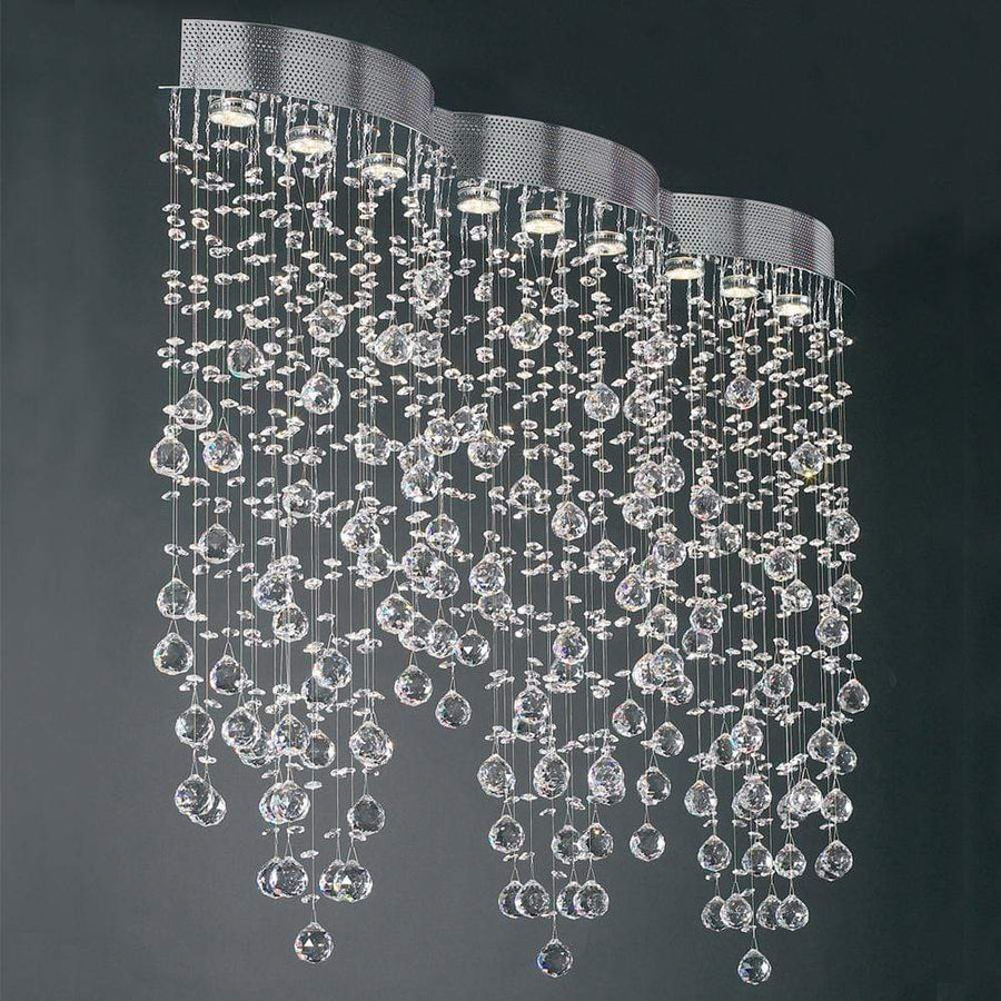 PLC Lighting Flush Mounts Polished Chrome / Asfour Handcut Crystal / GU10 (included) 9 Light Ceiling Light Drizzle Collection By PLC Lighting 81627