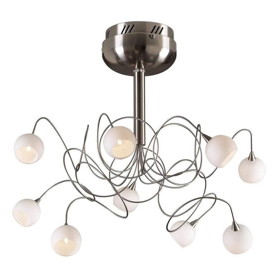 PLC Lighting Chandeliers Satin Nickel / Matte Opal / G4 (included) 9 Light Ceiling Light Fusion Collection By PLC Lighting 6039