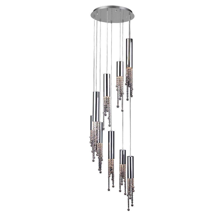 PLC Lighting Chandeliers Polished Chrome / Handcut Crystal / GU10 (included) 9 Light Chandelier Trento Collection By PLC Lighting 81746