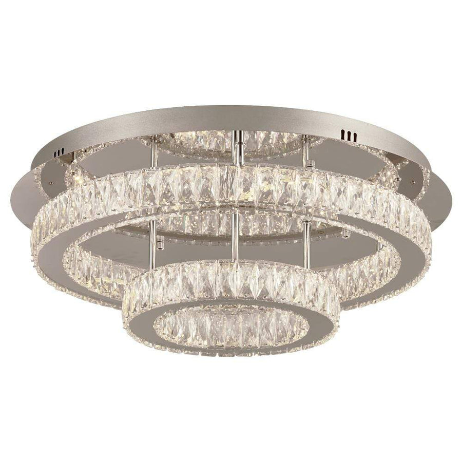 PLC Lighting Flush Mounts Polished Chrome / Diamond Cut Crystal / Integrated LED Equis Led 2-Ring Round Ceiling Lite By PLC Lighting 90076