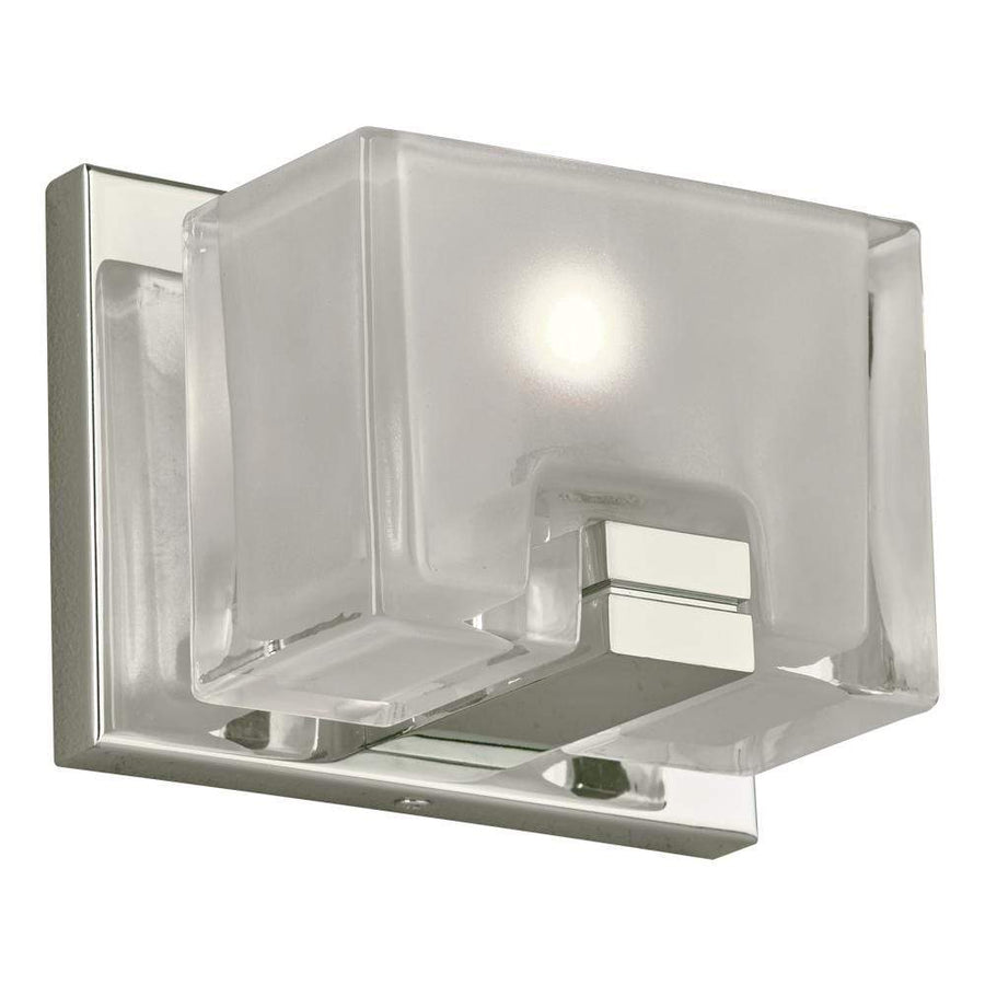 PLC Lighting Wall Sconces Polished Chrome / Frost With Clear Edge / Integrated LED Filigre 1-Lite By PLC Lighting 84421