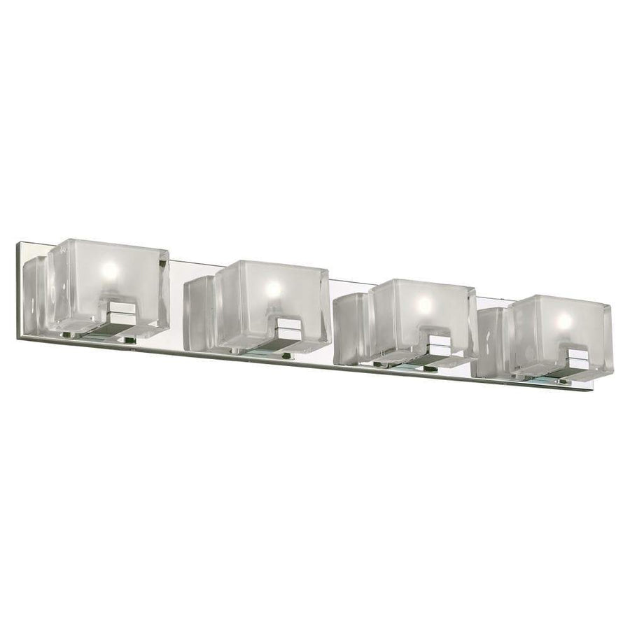 PLC Lighting Wall Sconces Polished Chrome / Frost With Clear Edge / Integrated LED Filigre 4-Lite By PLC Lighting 84424