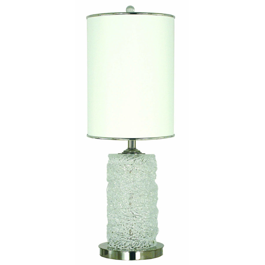 Thumprints Table Lamps Clear with Polished Nickel / White Silk Hardback with Nickel Trim Brocatto Table Lamp By Thumprints 1252-ASL-2075
