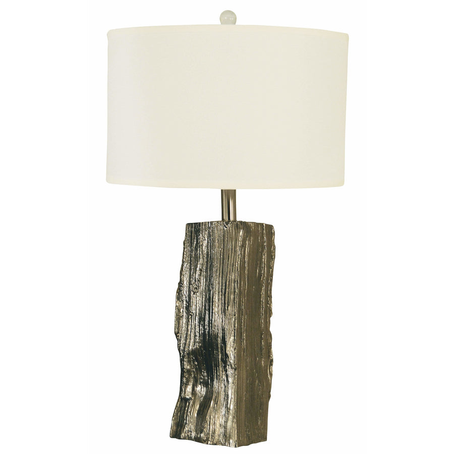 Thumprints Table Lamps Polished Nickel / White Silk Hardback Driftwood Table Lamp By Thumprints 1262-ASL-2101