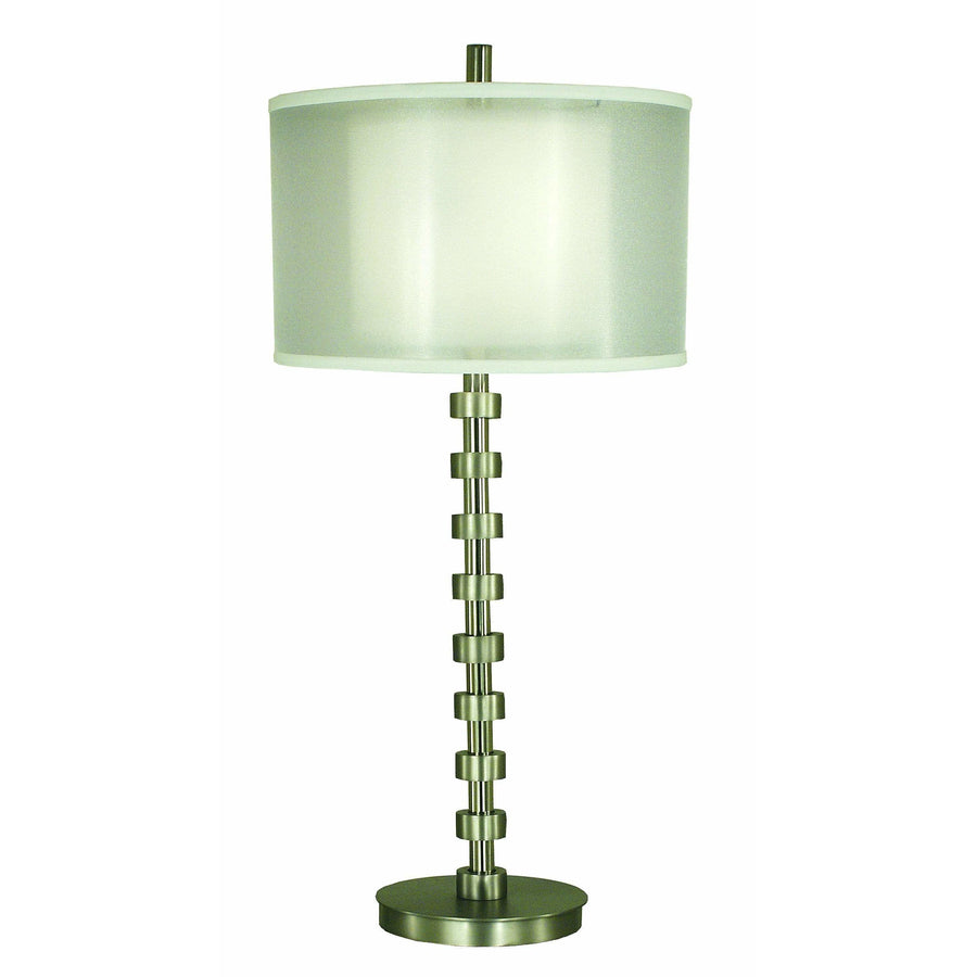 Thumprints Table Lamps Brushed Nickel / White Organza and Linen Hardback Eclipse Table Lamp By Thumprints 1248-ASL-2175