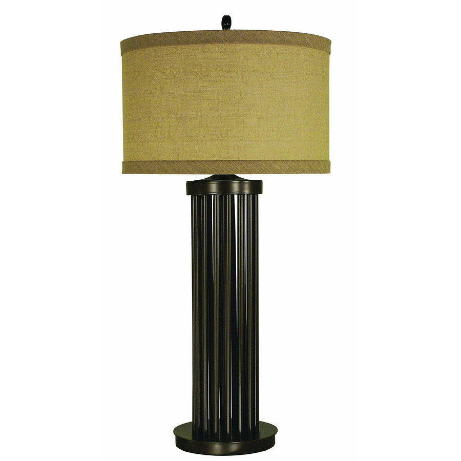 Thumprints Table Lamps Mahogany Bronze / Tan Linen Hardback Empire Table Lamp By Thumprints 1256-ASL-2174