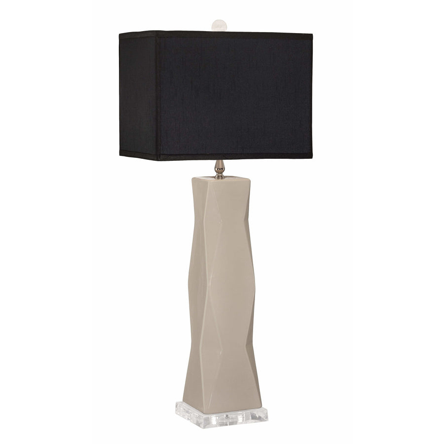 Thumprints Table Lamps Ivory Gloss / Black Silk Hardback Geo-Ivory-Black Rectangle Shade Table Lamp By Thumprints 1219-ASL-2090