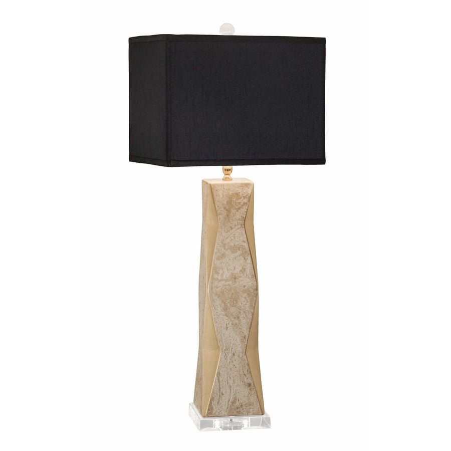 Thumprints Table Lamps Gold Lacquer with White Overglaze / Black Silk Hardback Geo-Marbled Gold-Black Rectangle Shade Table Lamp By Thumprints 1218-ASL-2090