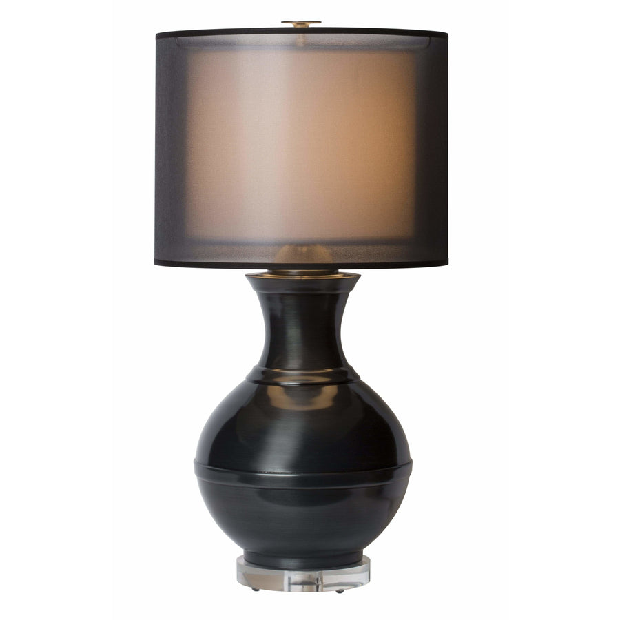 Thumprints Table Lamps Gunmetal Gloss / Bronze Organza and Linen Hardback Jupiter Table Lamp By Thumprints 1209-ASL-2141