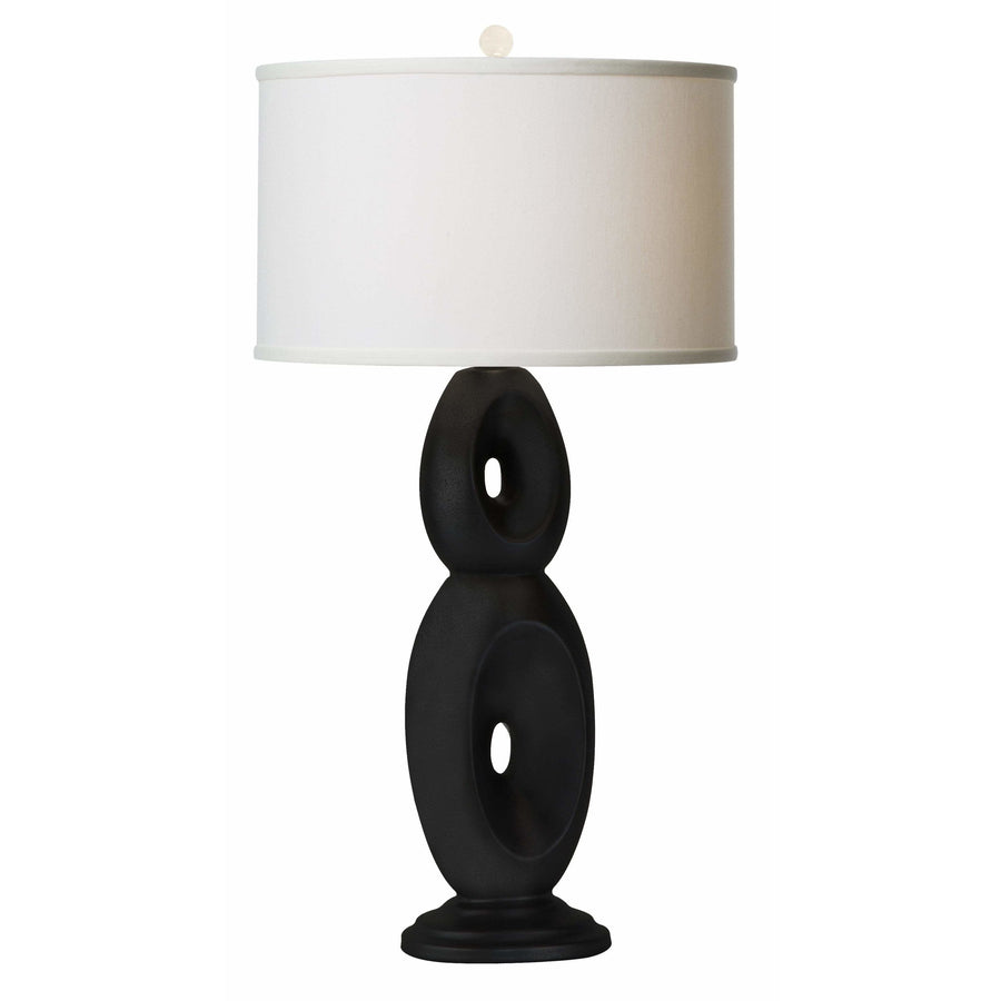 Thumprints Table Lamps Black Glaze / White Silk Hardback Loop -Black-White Shade Table Lamp By Thumprints 1201-ASL-2101
