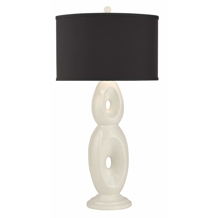 Thumprints Table Lamps White Glaze / Black Silk Hardback Loop-White-Black Shade Table Lamp By Thumprints 1137-ASL-2102