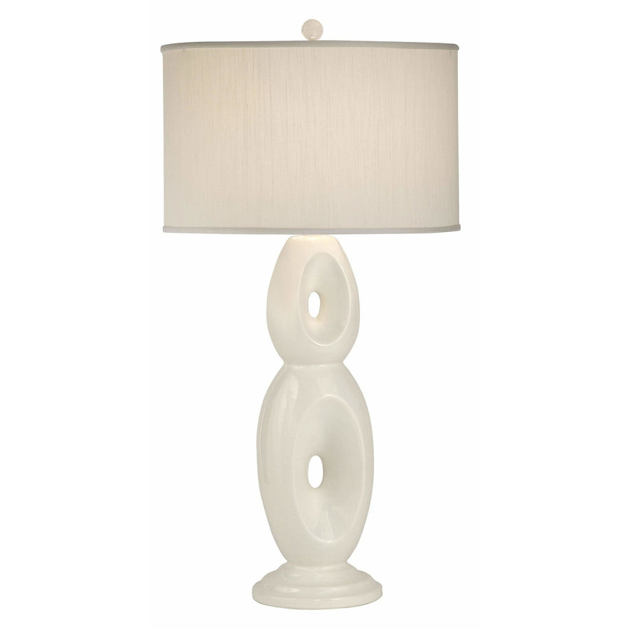Thumprints Table Lamps White Glaze / White Silk Hardback Loop-White-White Shade Table Lamp By Thumprints 1137-ASL-2101