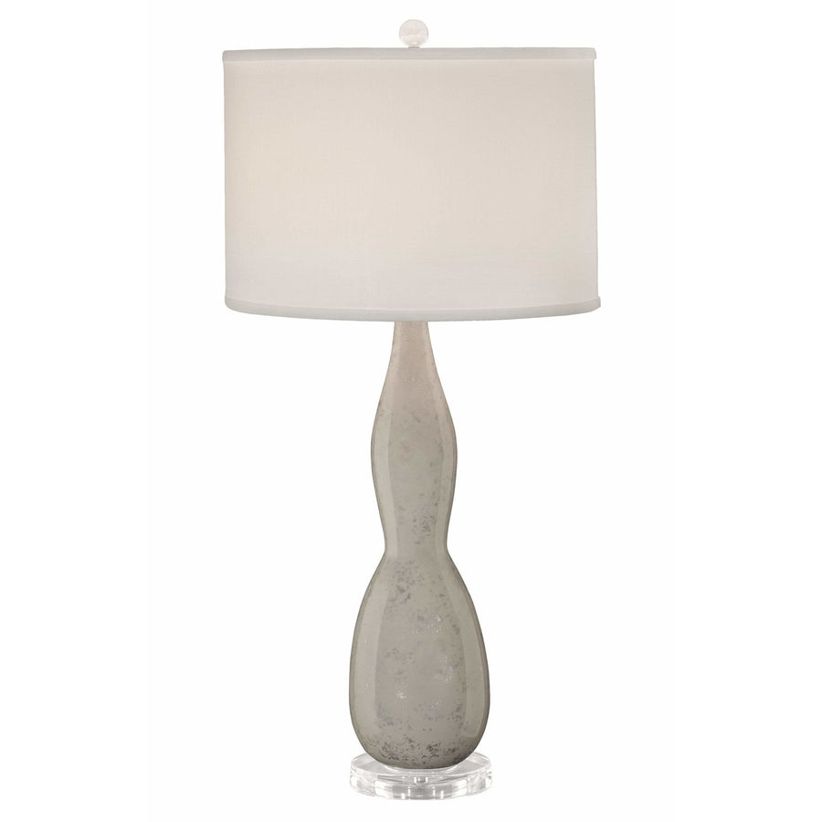 Thumprints Table Lamps White Glaze with Silver Overglaze / White Silk Hardback Mercury Table Lamp By Thumprints 1234-ASL-2134
