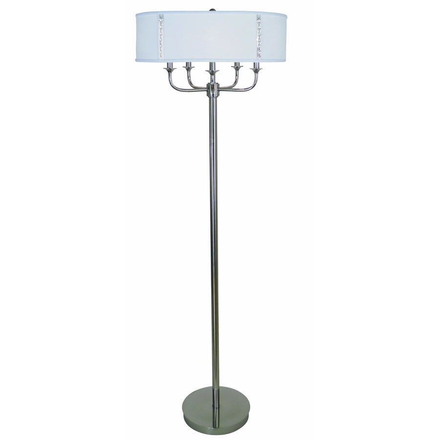 Thumprints Floor Lamps Polished Nickel / Opaque White Silk Softback wth Crystal Accents Michele-Floor Floor Lamp By Thumprints 1270-ASL-2185