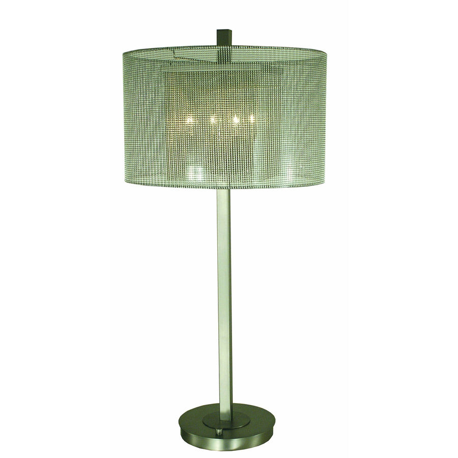 Thumprints Table Lamps Brushed Nickel / Silver Mesh Hardback with Beaded Interior Noelle Table Lamp By Thumprints 1251-ASL-2173