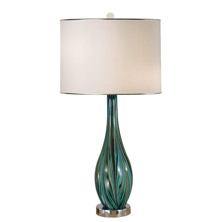 Thumprints Table Lamps Turquoise, Green and Black / Polished Nickel / Off White Shantung Silk with Nickel Trim Seafoam Table Lamp By Thumprints 1275-ASL-2188