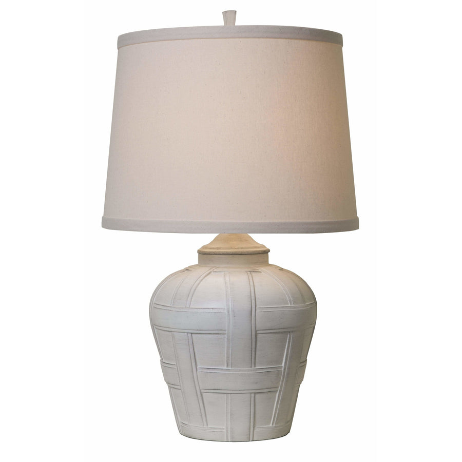 Thumprints Table Lamps Distressed White Matte / Natural Linen Hardback Seagrove-Natural Shade Table Lamp By Thumprints 1175-ASL-2128