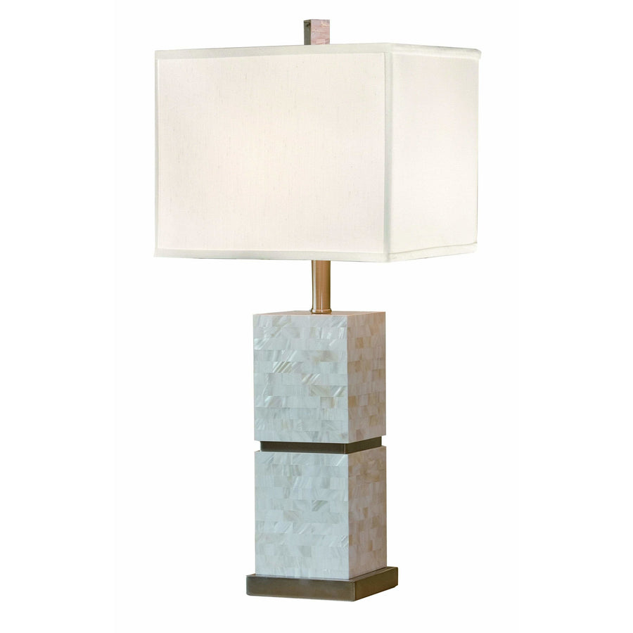 Thumprints Table Lamps Brushed Nickel Accents / White Silk Hardback Seaside Table Lamp By Thumprints 1108-ASL-2069