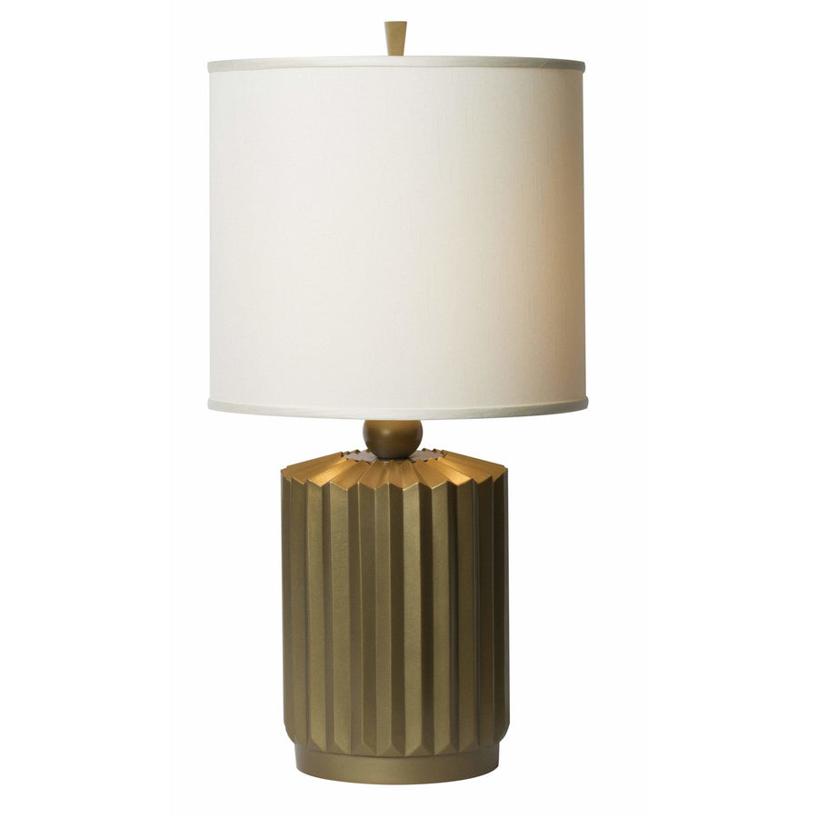 Thumprints Table Lamps Gold Matte / Off White Silk Hardback Starburst-Brushed Gold Table Lamp By Thumprints 1203-ASL-2136