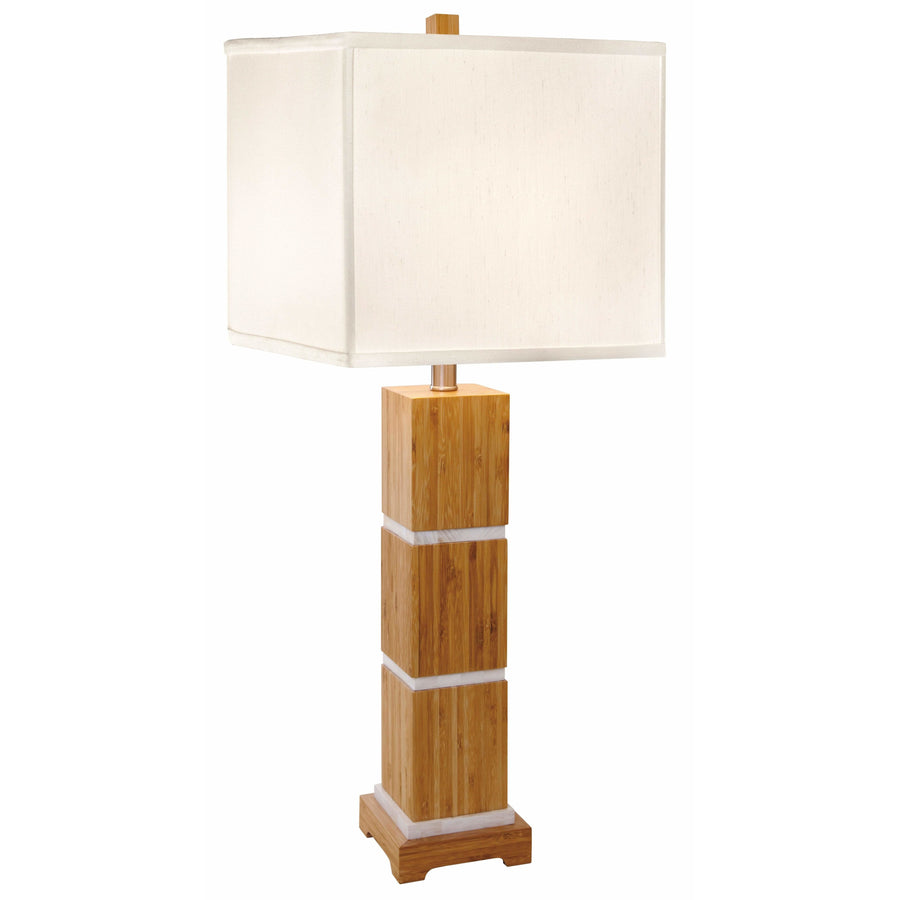 Thumprints Table Lamps Satin with Brushed Nickel Accents / White Silk Hardback Tahiti-Square Shade  Table Lamp By Thumprints 1106-ASL-2069